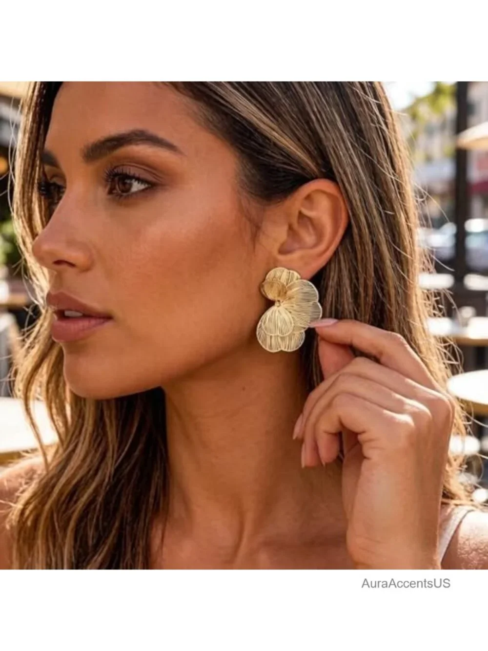 Layered Flower Hoop Earrings - 14K Gold Plated Party Jewelry Gift